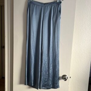 Ralph Lauren black label 100% blue silk wide leg pants.